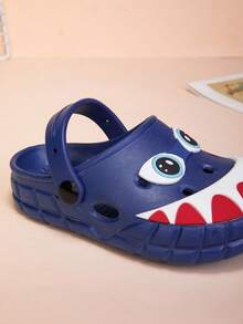 Atmungsaktive Kinder Cartoon Sandalen mit großen Zähnen und großen Augen, zweifarbig, lässig, bequem, rutschfest für Strand und Spiel, leichte EVA Klassische Sandalen/Hausschuhe für Innen und Außen