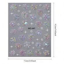 1pc Self-Adhesive Firework Nail Stickers - Glittering 3D Firework Slides, Self-Illuminating Effect (No Glue Required), Suitable For New Year's, Christmas, Parties - Temporary DIY Nail Art Decals For Hands, Nails, And Toes - Glossy Plastic Finish - 1個 - 查看 5