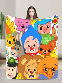 Plim Plim Anime Flannel Blanket For Girls Boys Anime Gifts Throw Blanket Cozy Plush Flannel Fleece Print Blankets Double-Layer Blanket Lightweight Fuzzy For Bed Decor - màu đen - Xem 1