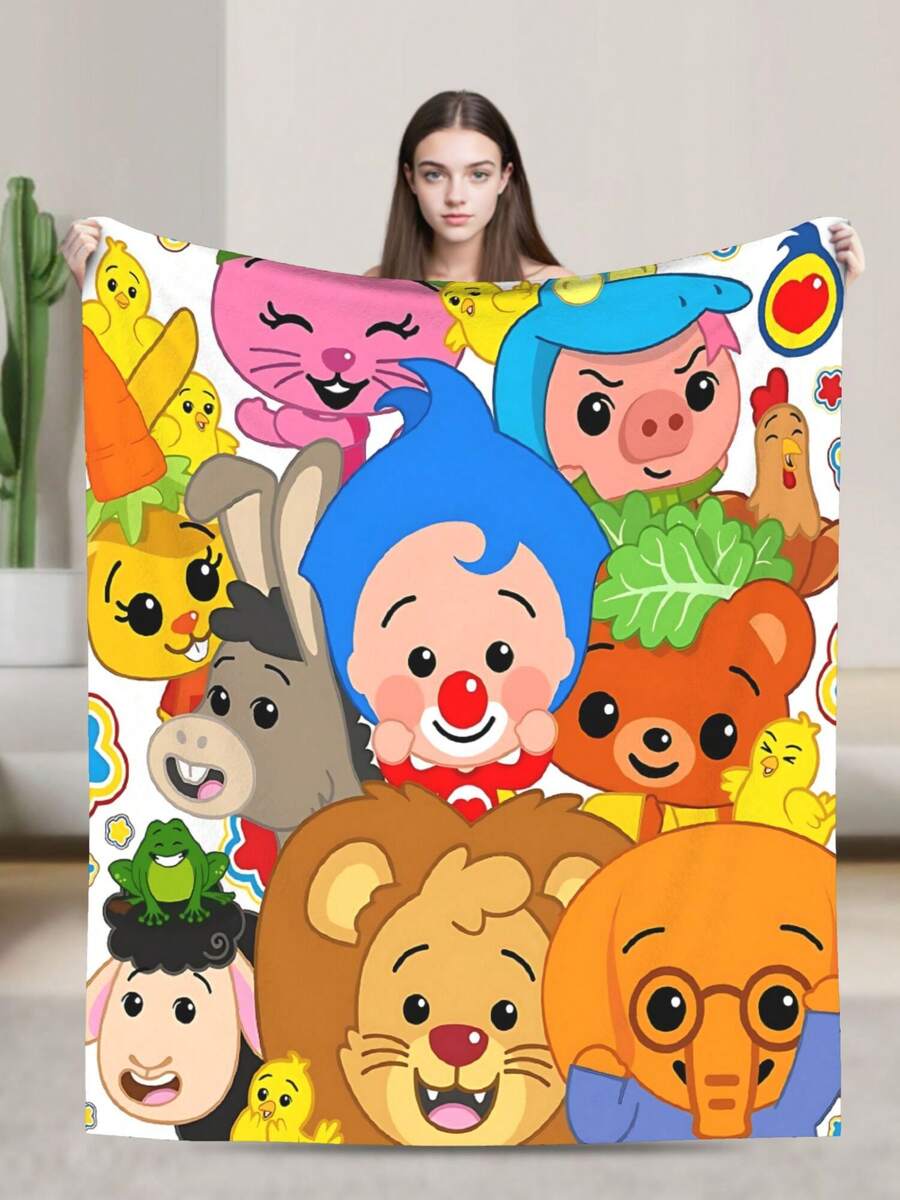 Plim Plim Anime Flannel Blanket For Girls Boys Anime Gifts Throw Blanket Cozy Plush Flannel Fleece Print Blankets Double-Layer Blanket Lightweight Fuzzy For Bed Decor - màu đen - Xem 1