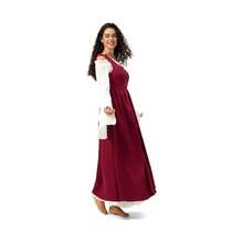 Women's Peasant Overdress With Adjustable Laces Pockets, Renaissance Corset Dress Halloween, Medieval Festival - 葡萄酒+大杯 - 查看 5