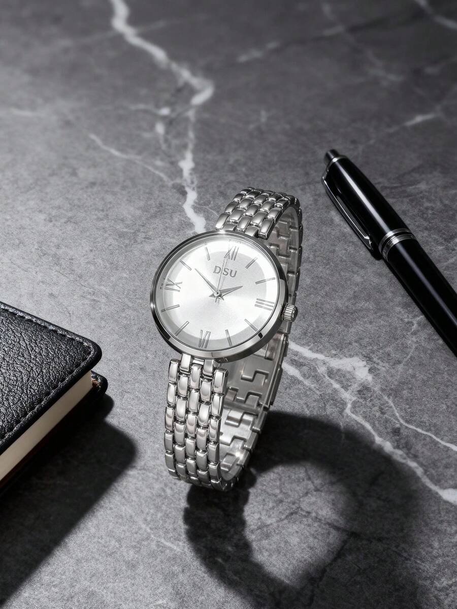 1pc Fashionable Simple And Classic Ladies' Quartz Watch Bracelet For Daily Life As A Gift For Students Returning To School