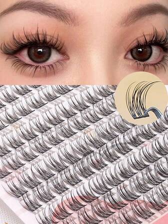 120 Pairs Of 10-12 Mm Natural Fan-Shaped, Soft, Unique, Reusable False Eyelashes, Suitable For Daily Wear, Weddings, Dates, Parties, Music Festivals, Eyelash Clusters, Individual Lashes, Individual Hairs,