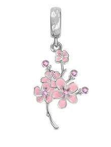 Mặt dây chuyền hạt charm hình hoa nhiều tầng tự làm phù hợp làm quà tặng trang sức bạc nguyên chất Châu Âu - Nhiều màu - Xem 12