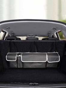 Car Trunk Organizer Bag Rear Seat Back Storage Hanging Bag For SUV And Sedan With Multiple Compartments Elastic Net Pocket Foldable Collapsible Cargo Storage Organizer For Road Trips Everyday Commuting Family Travel Grocery Shopping Backseat Protector Kick Mat Compatible With Strollers Toys Electronics Pets Holiday Gift For Halloween Thanksgiving Christmas