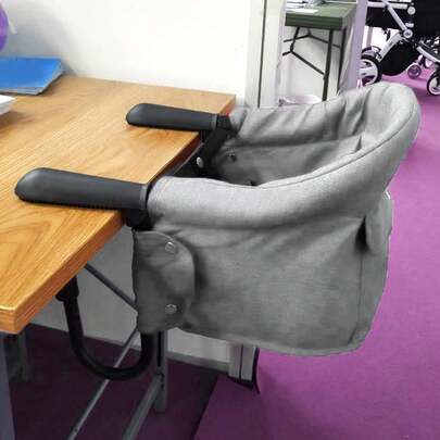 Silla Alta Portátil de Gancho (Negra, 0.8-3.3 Pulgadas) - Compatible con Diferentes Mesas, Estabilidad Fuerte para Uso Doméstico o Visitas; Instalación Rápida, Plegable y Lavable, Segura para Niños Pequeños