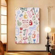 Póster con impresión colorida de "Bella Vita" enmarcado en lienzo, arte de pared, póster para decoración estética de habitación, dormitorio, sala de estar y oficina - Enmarcado - Ver 5