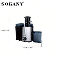 Wielofunkcyjna sokowirówka odśrodkowa SOKANY 03033. Wyposażona w otwór wsadowy o szerokości 3 cali. Moc 800 W, duża pojemność 500 ml. 3-stopniowa regulacja prędkości, wykonana ze stali nierdzewnej 304. Nadaje się do użytku domowego i gastronomicznego, usuwa resztki różnych owoców i warzyw. Niezbędne narzędzie kuchenne. - Zobacz 10