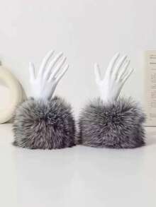 人造毛皮发箍和耳套套装 | 弹力蓬松狐狸毛波西米亚风发饰，女士适用 | 冬季节日派对头饰（1 套）蓬松发箍、毛绒耳罩、冬季发带、波西米亚风配饰、节日装备、情人节礼物