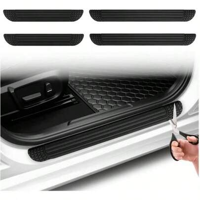 4PCS Cuttable Car Door Sill Protector, Anti - Slip Anti - Scratch Car Door Guards Protecting Doors Threshold, Width 2.36 Automotive Doors Entry Guard Accessories