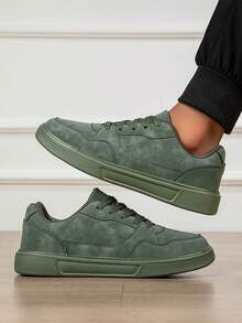 2026 New Men's Sports Shoes, Men's Fashion Casual Shoes, Lace-Up Men's Shoes, Skateboard Shoes, Men's Casual Shoes, Men's Personalized Street Fashion Sneakers - Army Green - View 3