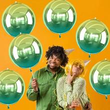 6Pcs Gradient Green Round Foil Balloons, 22 Large Helium Ball Mylar Balloon, Metallic Green Foil Balloon Birthday Graduation Wedding Halloween Disco Prom Tropical Party Decorations - 漸變綠 - 查看 5