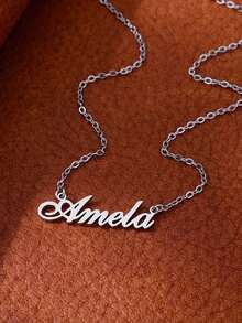 Personalized Name Necklace, Custom Name Pendant Necklace, Customizable Stainless Steel English Letter Pendant, Elegant Style Accessory, 18K Gold Plated Stainless Steel Pendant Necklace, Anniversary, Birthday, Wedding Gift, Unisex Necklace - Multicolor - View 5