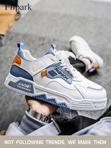 Flipark 男士新款夏季透气百搭小众原创休闲运动鞋，厚底防滑运动鞋，随意涂鸦图案休闲运动鞋 - 藍色 - 查看 2