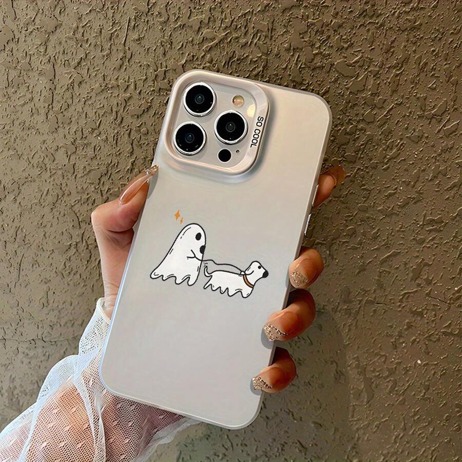 Funda de Teléfono Antideslizante con Patrón de Halloween y Cachorro, Duradera y a la Moda, Compatible con iPhone 15/Plus/Pro/Pro Max, 14/Plus/Pro/Pro Max, 13/Pro/Pro Max, 12/Pro/Pro Max, 11/Pro/Pro Max - Mezcla de colores - Ver 1