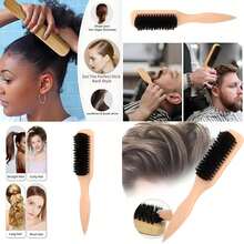 1 Piece Pointed-Tail Beard Brush, Unisex Hair Brush, Men's Vintage Pompadour Styling Brush, Fragrance-Free Professional Hair Styling Brush & Comb, Smooth Slick-Back Brush, Gradient Styling & Clipper Cleaning Comb, Slick-Back Smoothing Tool, Suitable For Thick/Thin Hair, Ideal For Use In Bathroom, Bedroom, Scalp Massage, Back To School, Travel Vacation And Daily Life, Also A Perfect Holiday Gift For Family And Friends - Multicolor - View 2