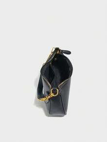 Túi đeo vai hình lưỡi liềm bằng da PU chống thấm nước, thiết kế cổ điển, màu trơn, trang trí chữ cái, thích hợp để đi mua sắm hoặc đeo chéo. Được trang trí bằng nơ và mặt dây chuyền hình quả anh đào đỏ, phù hợp cho nữ giới, nữ sinh viên, đi làm, hẹn hò, đi lại hàng ngày và các dịp khác. - màu đen - Xem 6