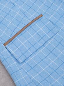 HOMEYEE Women's Plaid Suit Set, Business Professional Casual Blazer Jacket And Pants, Versatile Style Suitable For Various Occasions And Vacation, 2 Pieces Set - Blue - View 6