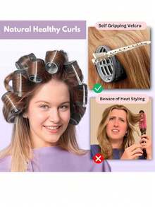 Bộ 18 lô cuốn tóc cỡ lớn kèm kẹp, máy uốn tóc tự kẹp phù hợp với tóc dài/trung bình/ngắn và tóc mái, dụng cụ uốn tóc tự làm (Bao gồm 12 ống lô cuốn lớn + 6 kẹp) - Cà phê - Xem 6