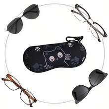 1pc Black Cat Pattern Eyeglass Case, Soft & Durable Neoprene Glasses Pouch, Scratch-Resistant Protective Sleeve, Compact & Portable, Storage & Protection, Suitable For Travel, Daily Use, Outdoor Activities, Unisex Fashion Accessory - Multicolor - View 8