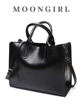 女士仿皮手提包 复古托特包 休闲大号斜挎包 女士单肩包 长肩带 时尚钱包 适合派对购物 黑色