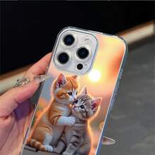 CLEAR  CASE Two Cute Kittens Cuddling At SunsetCompatible With  11 To  17 Models The Cases Lens Protection Function Ensures The Camera Remains Undamaged During Shooting  Guaranteeing Image Quality - Clear - View 3