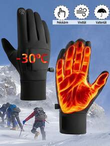 Winter Unisex Outdoor Cycling Gloves Non-Slip Touch Screen Waterproof Windproof Sports Ski Thermal Thermal Lined Anti-Slip Touch Screen Compatible Warm Gloves, Anti-Slip Silicone Grip For Outdoor Cycling, Driving, Autumn/Winter, Motorcycle Riding Equipment Accessories - Black - View 2