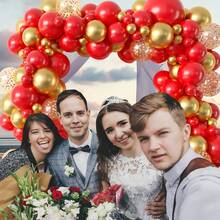 30pcs Red & Gold Balloon Set, 10inch Latex Balloons, Suitable For Birthday Party, Wedding, Anniversary, Graduation, Bridal Shower, Theme Party, Various Event Decoration, Indoor & Outdoor Decor - Multicolor - View 3