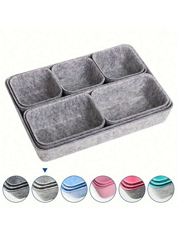 8pcs Felt Drawer Organizer Trays - Modular Storage Systems For Home Office Desk Organization, Space Saving Storage Dividers Box, Jewelry And Gadget Storage Solution With Adjustable Compartments