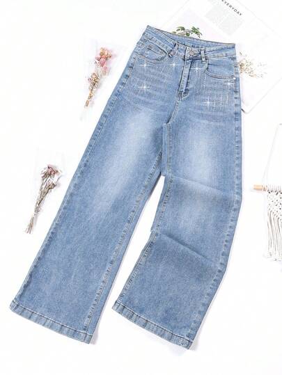 HIMARRI Vaqueros largos de pierna cónica para mujer, estilo boho chic, con lentejuelas y gran elasticidad.