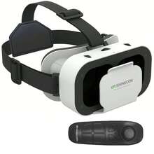 YIYI 虚拟现实 VR 头戴式 3D 眼镜头戴式头盔 VR 眼镜，适用于电视、电影和视频游戏，兼容 、安卓系统，支持 4.7-7 英寸屏幕，1 件装，白色