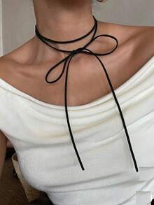 160cm Gothic Style Black Suede Cord Necklace Diy Rope Choker Necklace For Women Banquet, Prom, Party