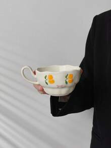 Vintage Creative Hand-Painted Butterfly & Floral Coffee Cup & Saucer Set, Home Decor Tea/Coffee Drinking Cup Gift For Friends, Housewarming