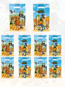 10/30/50pcs Italian Brainrot Tralalero Tralala Theme PE Favor Bags, Brainrot-Meme Shark Image Gift Bags, Storage Bags, Gift Exchange Bags, Birthday Party Supplies, Pearlescent Candy Bags - Multicolor - View 2