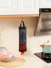 Bolsa de malla colgante para almacenamiento de bolsas de basura de cocina, dispensador de bolsas de plástico montado en la pared con ganchos, plegable, transpirable y lavable, para bolsas de compras de supermercado, organizador de cocina para el hogar - Multicolor - Ver 8
