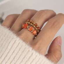 3 Stücke Damen Boho Stern Naturstein + Edelstahl Ring Set, elastisches Kordel verstellbare Größe, eleganter Schmuck Hochzeitsgeschenk, geeignet für Alltag, Urlaub, Party Tragen, Geschenkbox Verpackung - Sternenring-Set - Übersicht 14