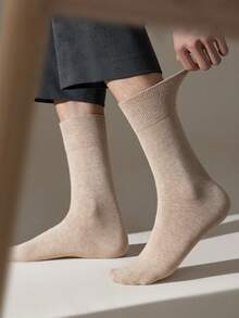 5双男士纯色保暖舒适休闲商务船袜，舒适袜子 - 彩色 - 查看 5