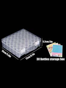 1 Set Clear Plastic Bead Organizer With 1 Set (4pcs) Round Diamond Painted Color Coded Labels, Portable Organizer For DIY Crafts, Diamond Painting, Nail Art Accessories - 6 Sizes Available (24/30/38/46/60/78 Compartments) - White - View 16