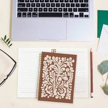 BearCake Aesthetic Spiral Notebook Journal For WomenFloral Notebook Notebooks for Work Note Taking Boho journal Notebook Brown pure pattern College Writing Notebook for Gifts Spiral Notebook 5.5x8.3 - como en la foto - Ver 3