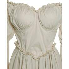 Vestido de disfraz medieval y renacentista, vestidos de época victoriana y regencia para mujeres - XX-Grande / XXX-Grande + Beige - Ver 4