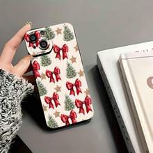 Funda navideña con lazo y árbol, ideal para teléfonos ,  17,  16 Pro Max,  15 Pro Max,  13 y  12. Fabricada en TPU, ofrece protección contra golpes y caídas. Perfecta para regalar en Navidad, para reuniones familiares y para celebrar las fiestas con amigos y seres queridos. - Negro - Ver 5