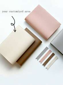 1件定制韩国PU皮革书套，个性化书签，简约纯色笔记本皮套，可替换封面，家用办公两用，办公装饰 - 彩色 - 查看 2