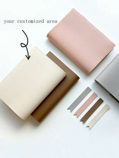 Capa de livro personalizada em couro PU coreano (1 unidade), marcador de páginas personalizado, capa minimalista em couro para caderno, capa substituível, para uso doméstico e no escritório.