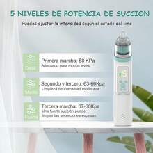 Limpiador  Eléctrico, Extractor de Mocos para con carga USB, Succionador de mocos con 3 cabezales de silicona y espalda, 5 niveles de succión ajustable - Regular - Ver 9