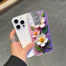 CLEAR  CASE Clay Daisies On Textured Pastel BackgroundCompatible With  11 To  17 Models The Cases Lens Protection Function Ensures The Camera Remains Undamaged During Shooting  Guaranteeing Image Quality - Clear - View 4