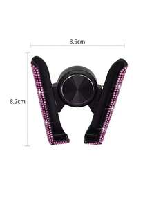 1pc Rhinestone Decor Plastic Car Phone Holder - Pink - View 3