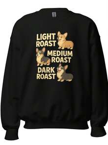 Corgi & Coffee Lover Tee, Funny Dog Owner Gift, Tri-Color Pembroke Corgi MomDad, LightDark Roast Vibe LP0052,Autumn/Winter Hoodie Autumn Set - 款式27 - 查看 1