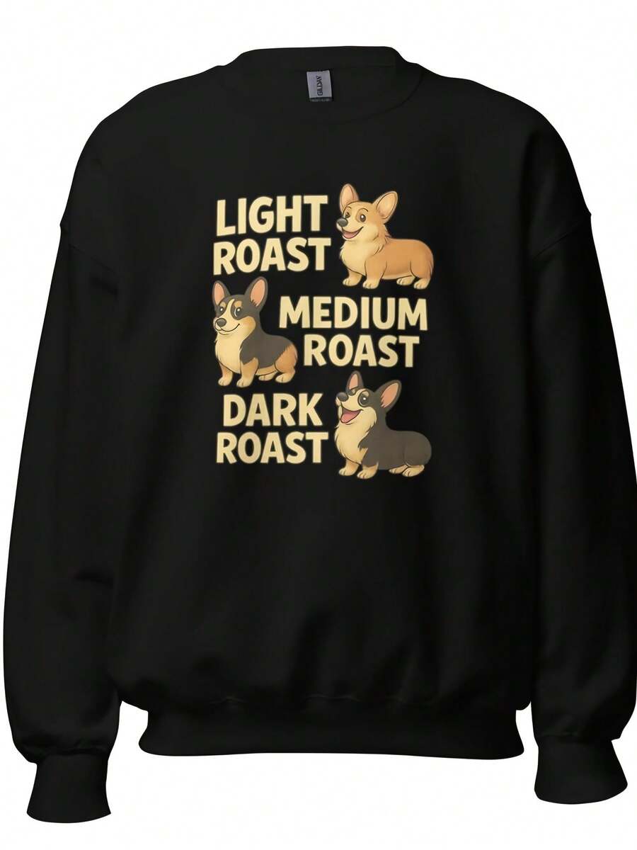 Corgi & Coffee Lover Tee, Funny Dog Owner Gift, Tri-Color Pembroke Corgi MomDad, LightDark Roast Vibe LP0052,Autumn/Winter Hoodie Autumn Set - 款式27 - 查看 1