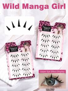 MENGJIESHANGPIN 自然浓密假睫毛，日式可爱恶魔睫毛，卷翘卡通造型及轻盈欧美全条假睫毛 - 尖尾漫畫款 - 查看 2