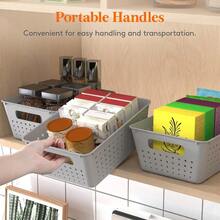 Plastic Storage Basket, 6 Pack Stackable Bins For Organizing, Multi Size Open Containers For Shelving, Pantry, Kitchen, - Grey - View 4